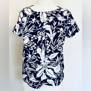 Apparenza Vintage Black White Floral SZ S Retro Boho Cottagecore Whimsigoth Top